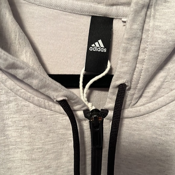 ADIDAS Full zip Hoodie. Grey color with black details. Size Large (no tags) - Picture 2 of 6